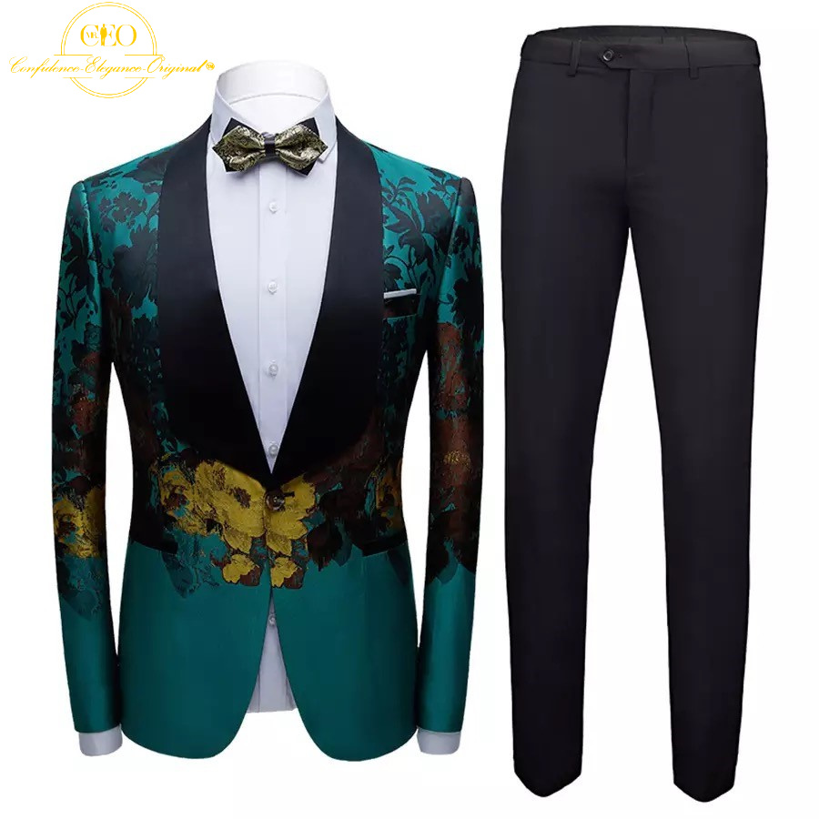 2 Piece Black & Green Floral Autumn Tuxedo-“Mr. CEO Favorite” – Mr CEO ...