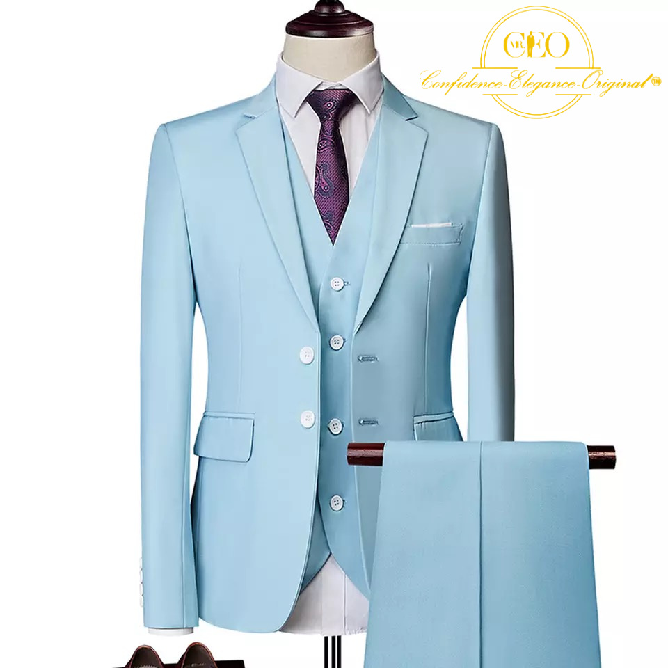 3 Piece Daytime Light Blue Suit – Mr CEO Collections