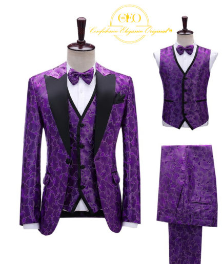Purple and Black 3 Piece Tuxedo
