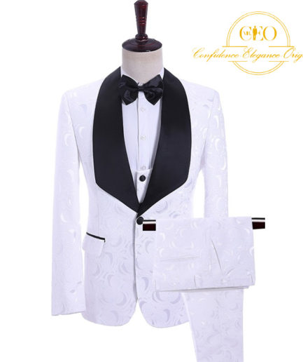 White & Black Moonlight 3 Piece Tuxedo-$395