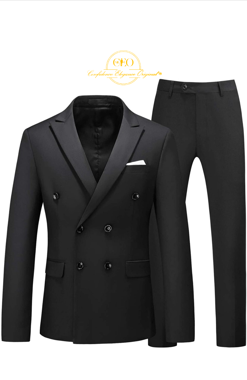 2 Piece Black Double Breasted Suit – Mr CEO Collections