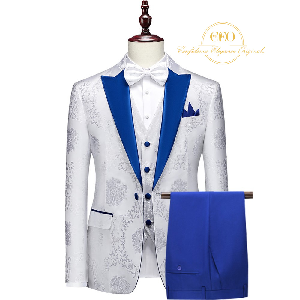 Royal Blue Glitter Tuxedo - 3 Piece 46r Matching Pant